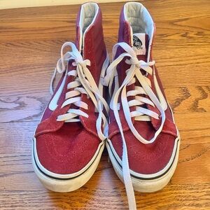 Vans Sk8-Hi Burgundy Suede High Top Athletic Skate Shoes 751505 Women's Size 8.5